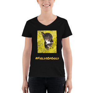 #FieldsOfGold Women's Casual V-Neck Shirt